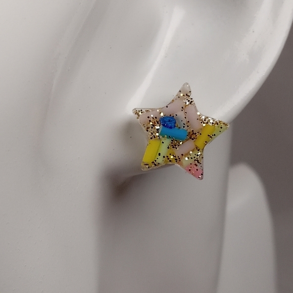Hand Crafted Jewelry - 5/$25 Hand Crafted Pink and Yellow Star Earrings